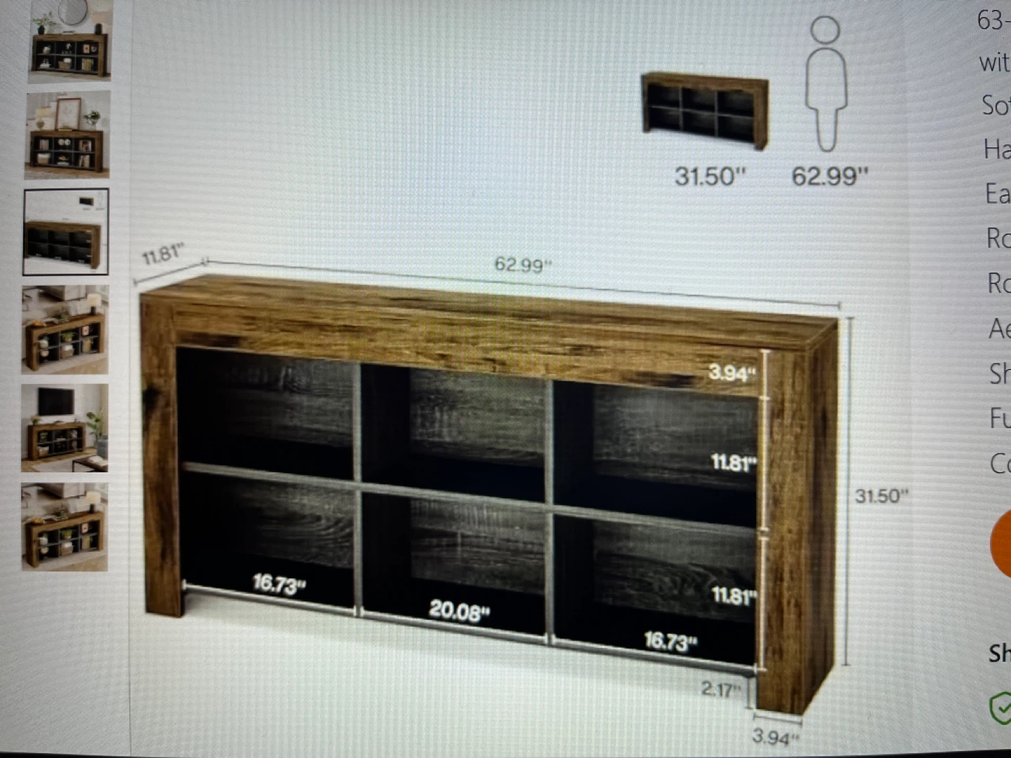 Console Table/TV Stand - Rustic Brown - photo 5