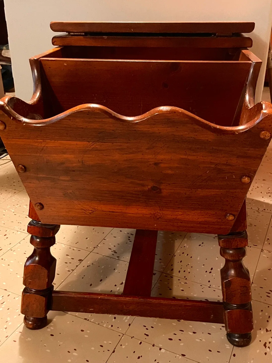 Solid Pine End Table w Storage & Built-in Book Rack image indicator(4)