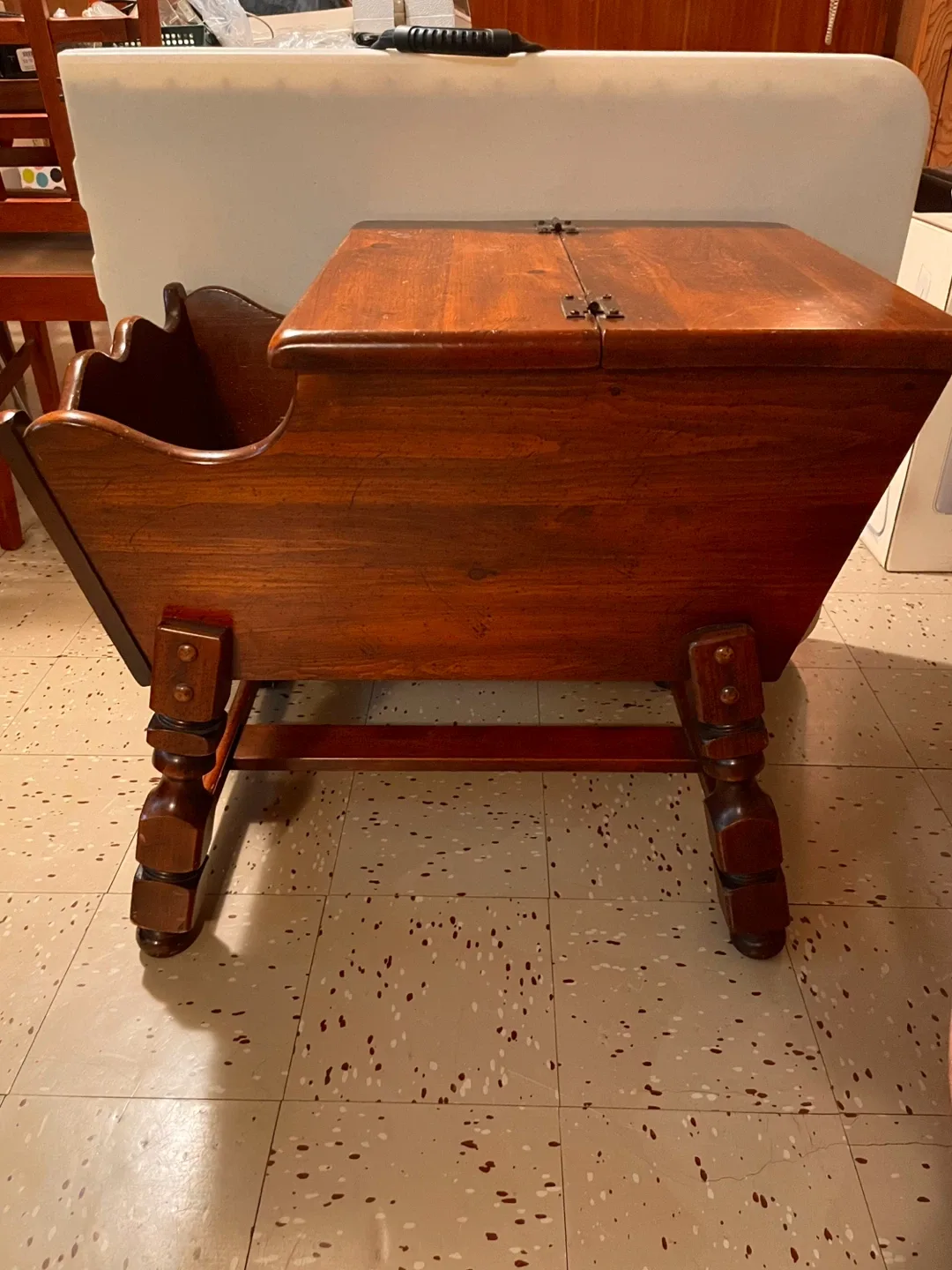Solid Pine End Table w Storage & Built-in Book Rack image indicator(7)
