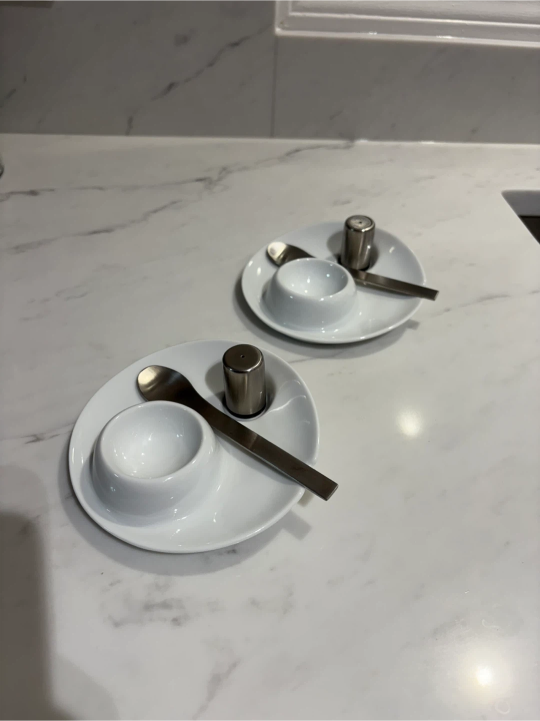 Egg Cup Set - Modern White Porcelain - photo 2