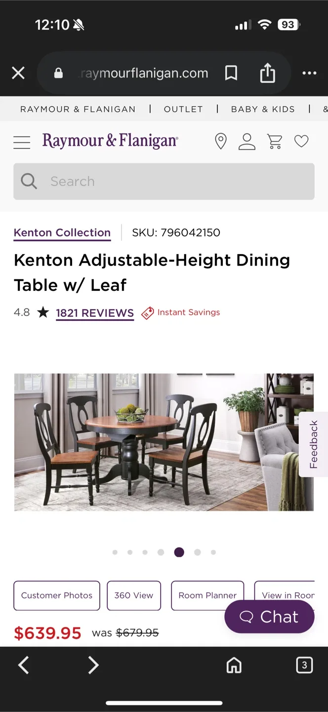 Raymour & Flanigan Kenton Adjustable Dining Table w/ Leaf image indicator(4)