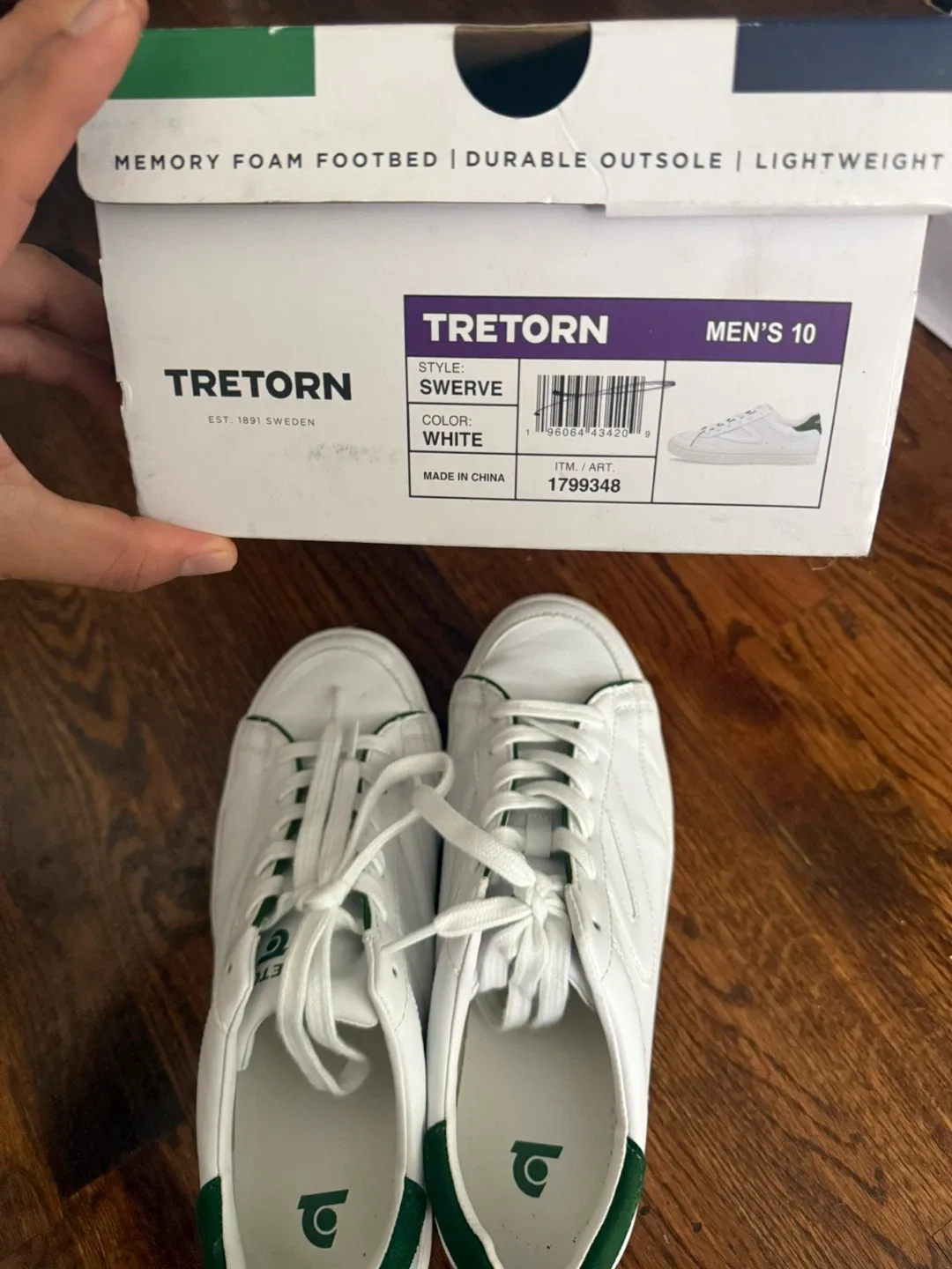 Tretorn White/Green Sneakers - Men's Size 10 image indicator(2)