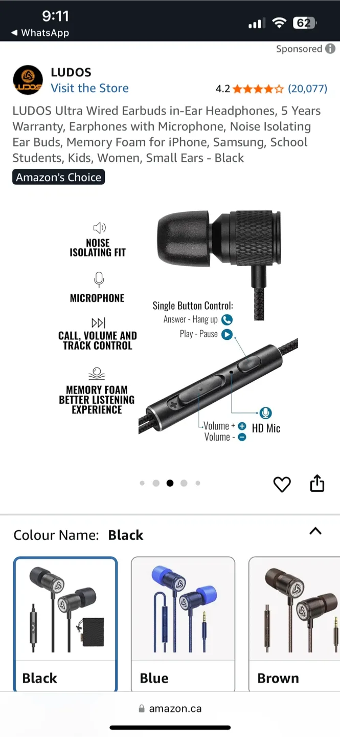 LUDOS Ultra Wired Earbuds - Black image indicator(2)