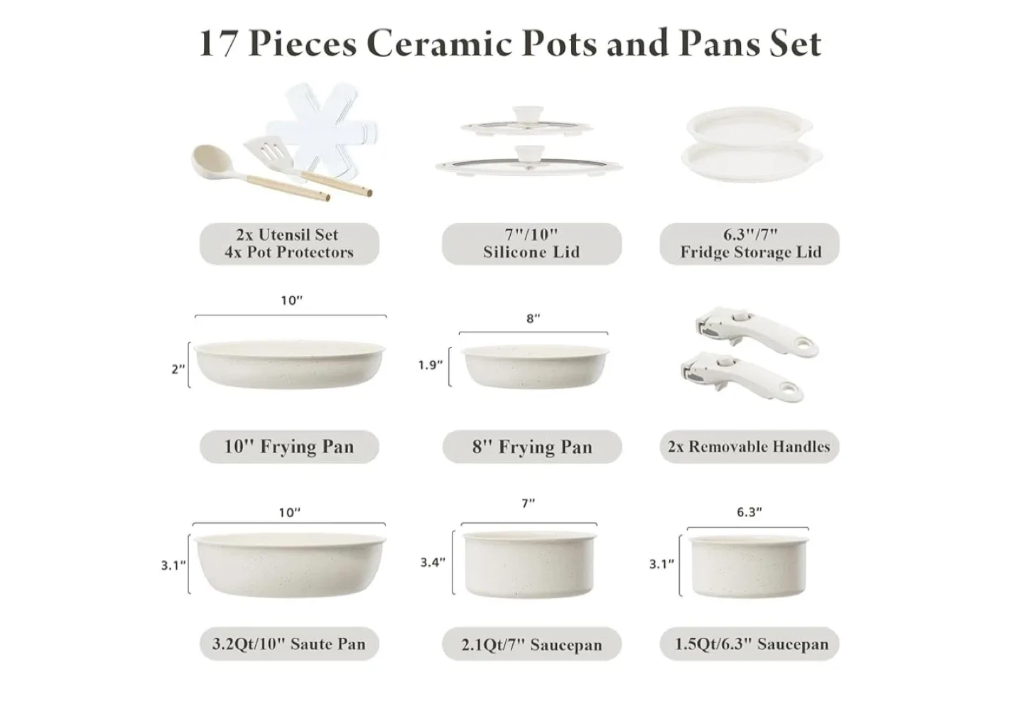 Bazova 17-Piece Ceramic Pots and Pans Set image indicator(2)