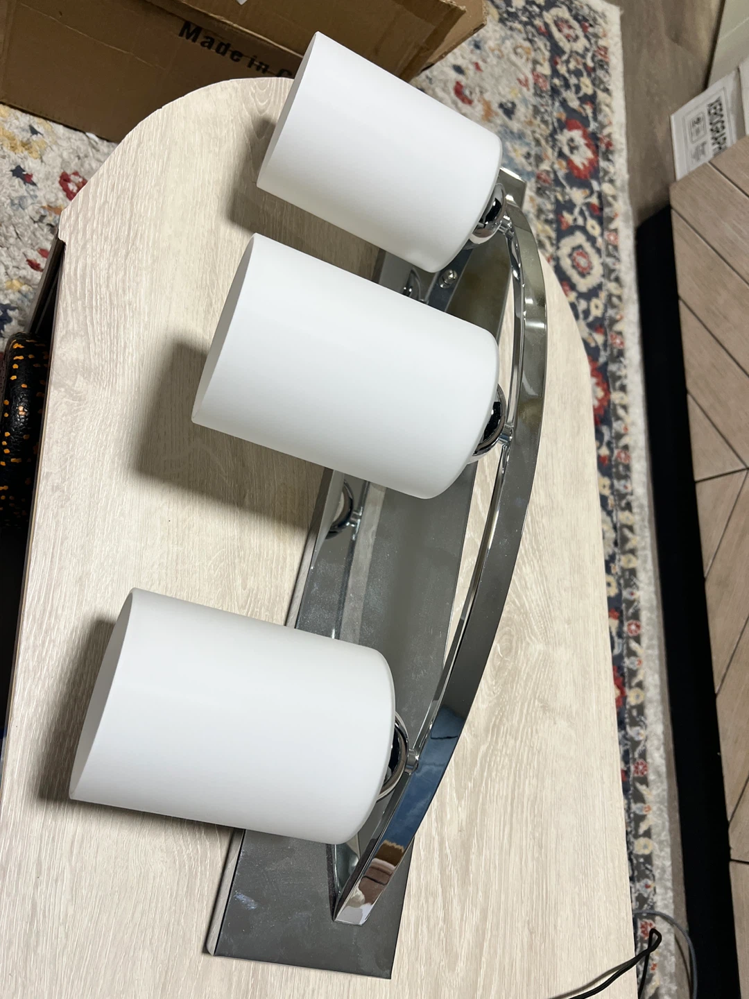 Modern Chrome & White Vanity Light Fixture - photo 2