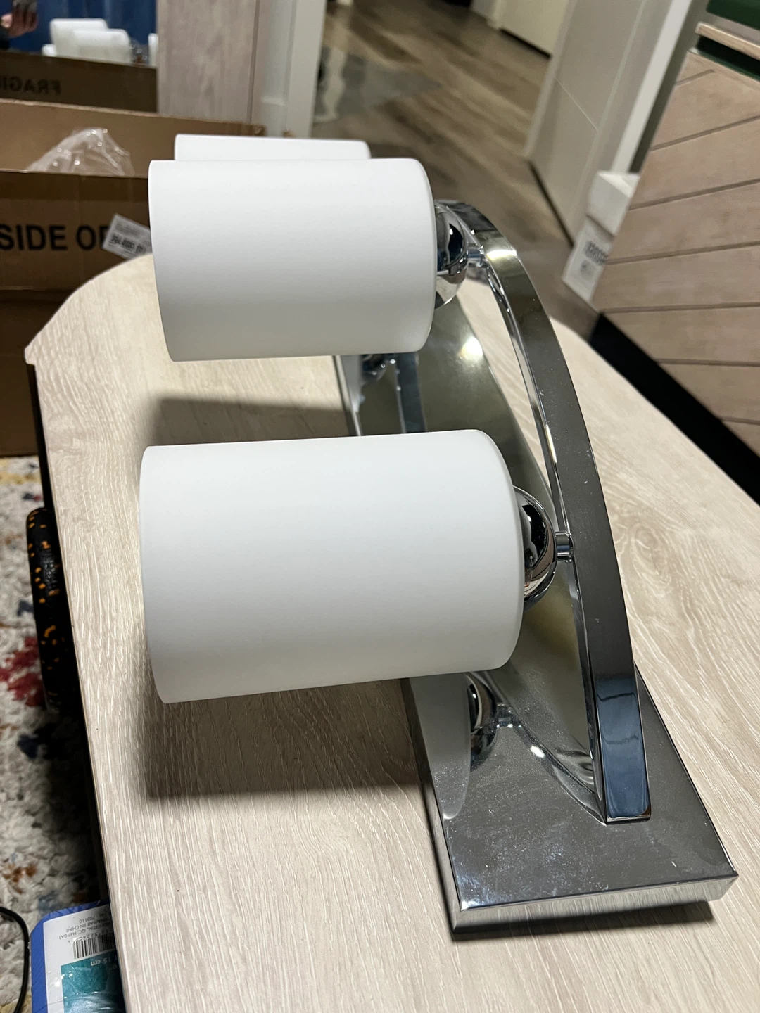Modern Chrome & White Vanity Light Fixture - photo 3