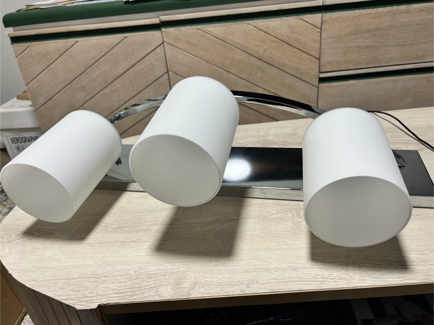 Modern Chrome & White Vanity Light Fixture
