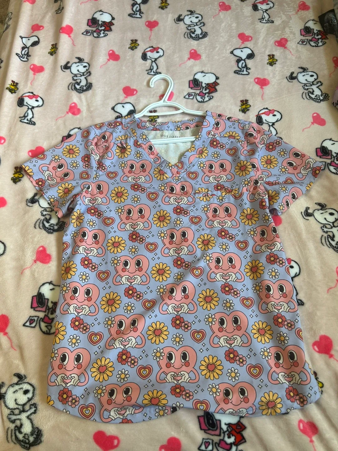 Options Scrub Top - Heart & Flower Pattern thumbnail