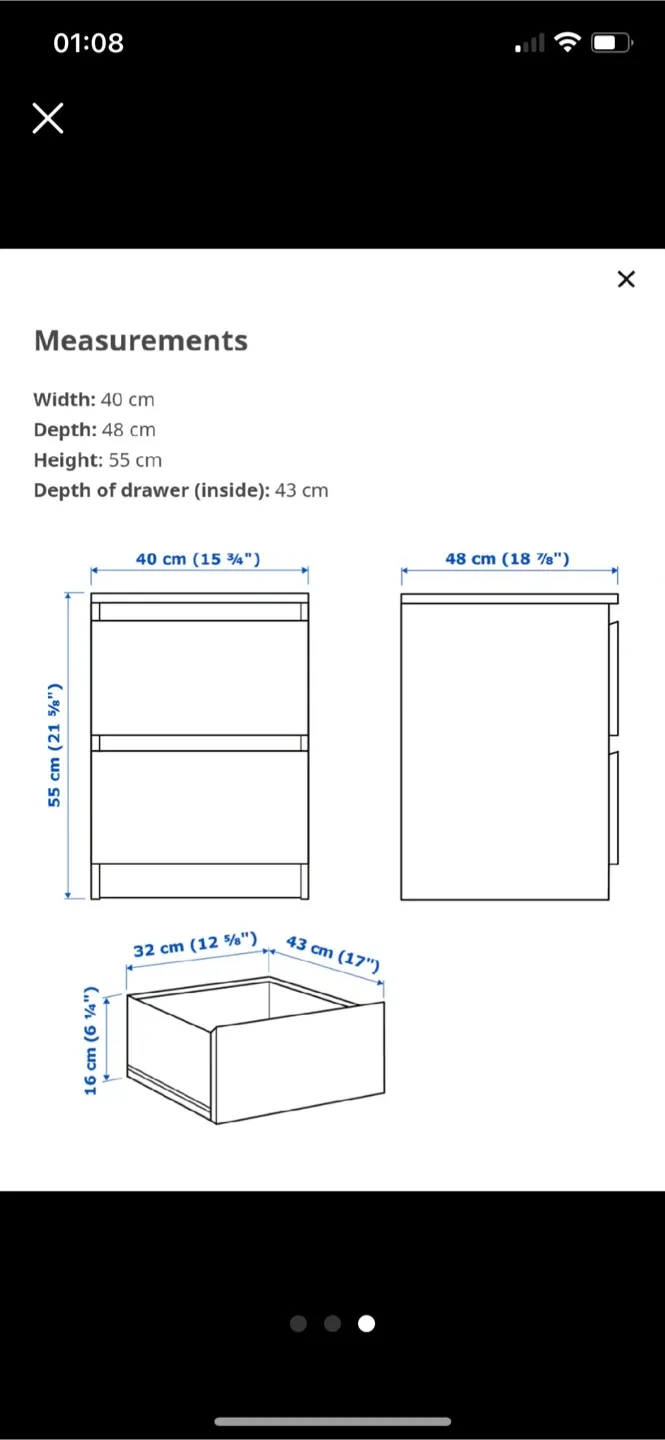 Ikea Hemnes Black-Brown 2-Drawer Chest image indicator(2)