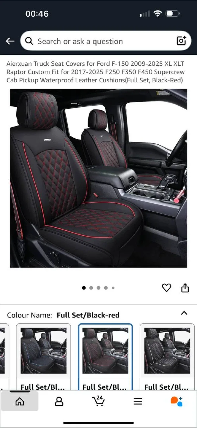 Aierxuan Truck Seat Covers  Ford F150,250,350,450, — Black & Red image indicator(5)