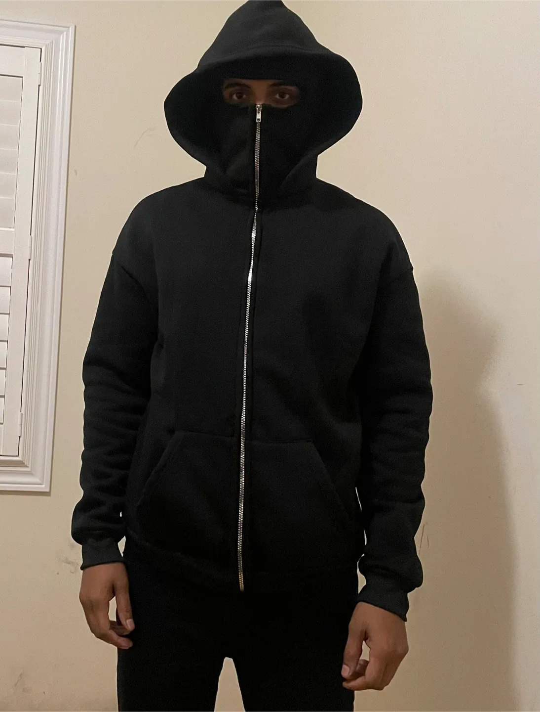 Mens hoodie full mask brand new , Black Balaclava Zip-Up Hoodie image indicator(4)