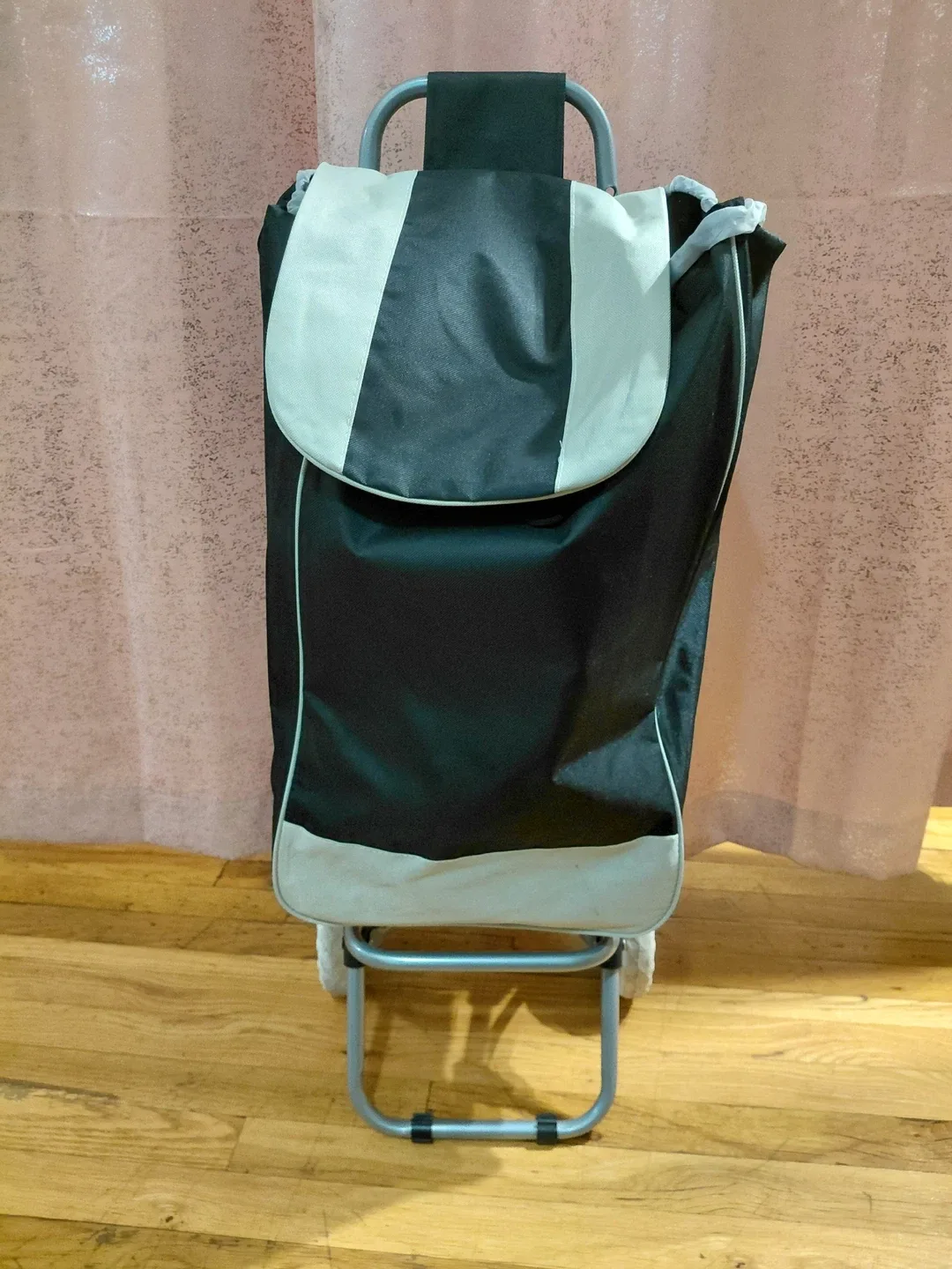 Rolling Shopping Cart - Black & White