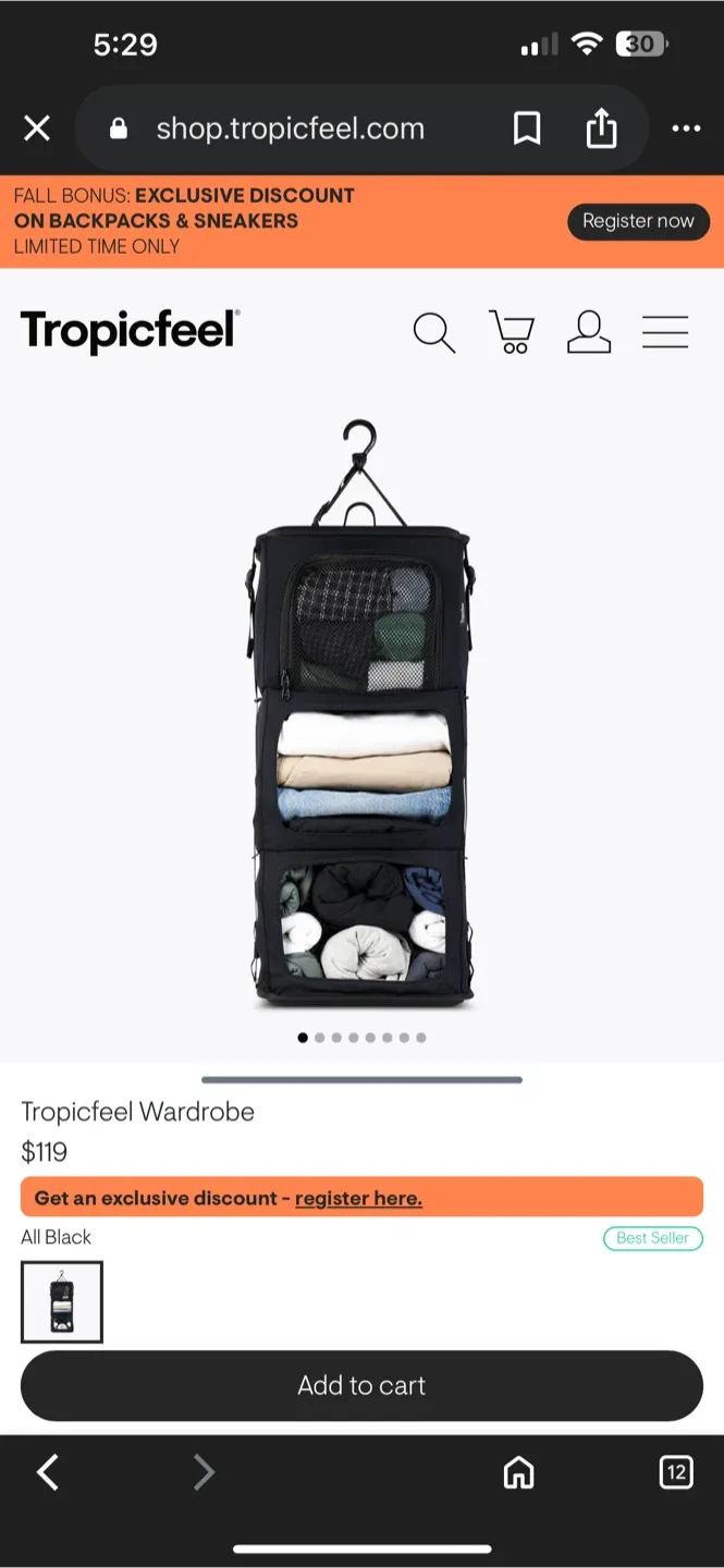 Tropicfeel Wardrobe - travel organizer thumbnail
