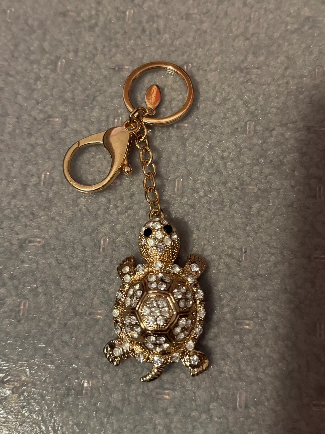 Turtle Keychain - Gold with Rhinestones thumbnail