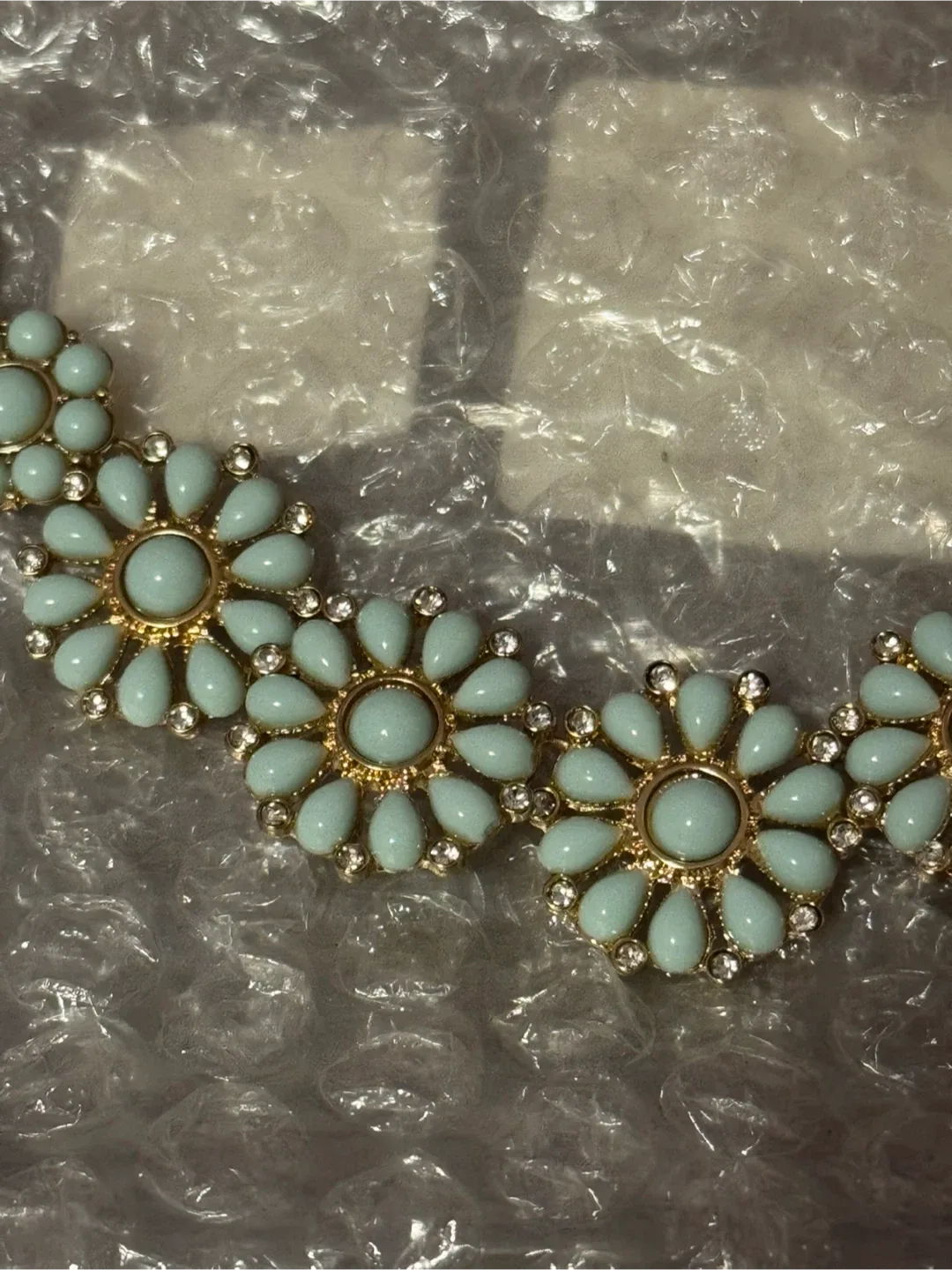 Floral Statement Necklace - Light Blue & Gold image indicator(2)