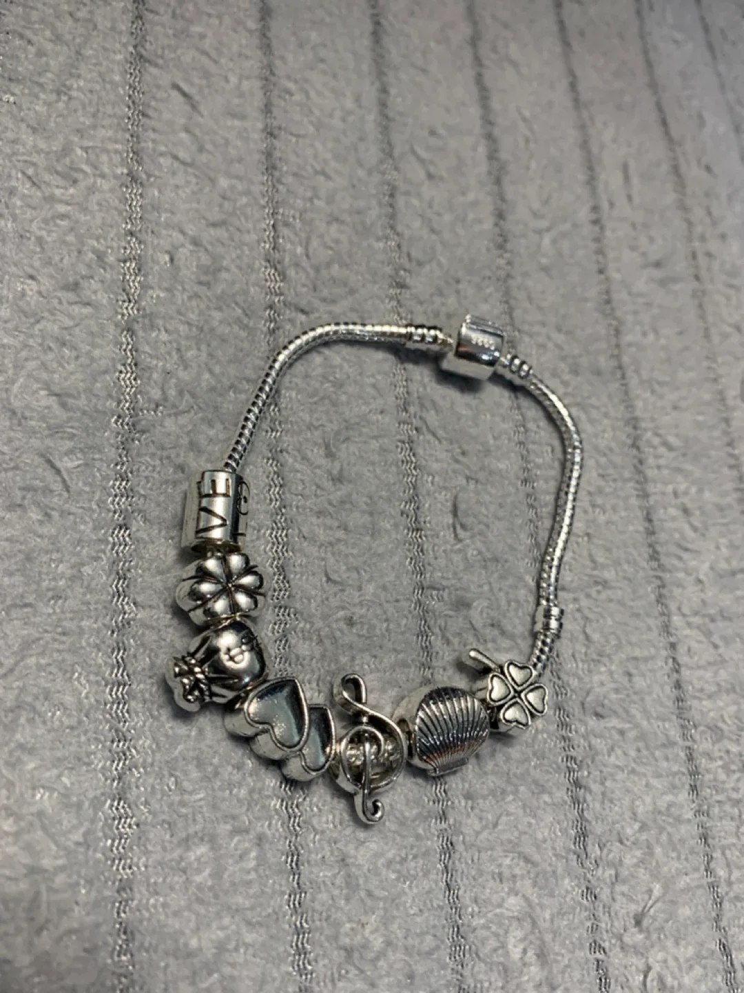 Charm Bracelet with 925 Silver Chain 7 Charms silver plated thumbnail