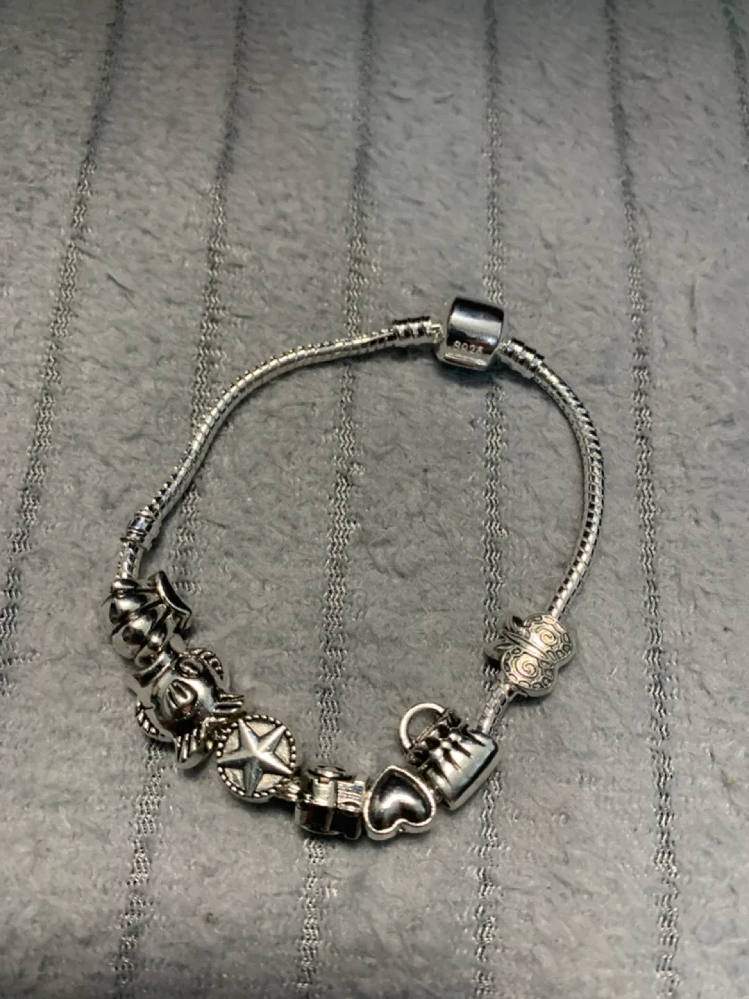 Charm Bracelet with 925 Silver Chain 7 Charms Silver plated thumbnail
