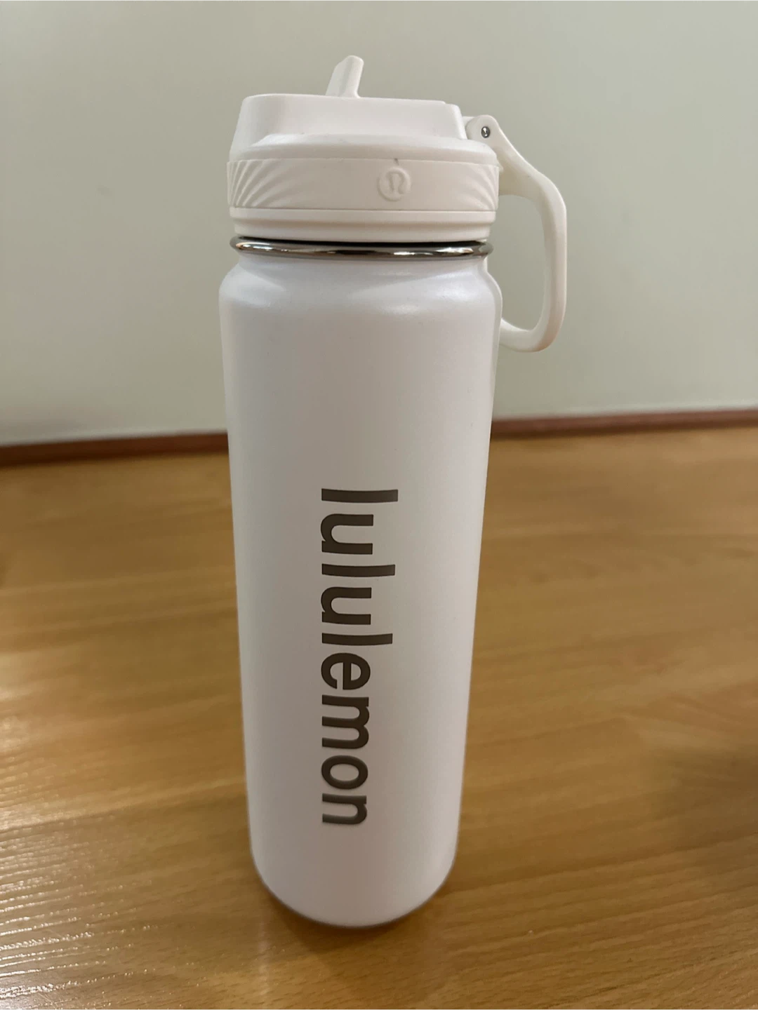 Lululemon White Water Bottle with Straw