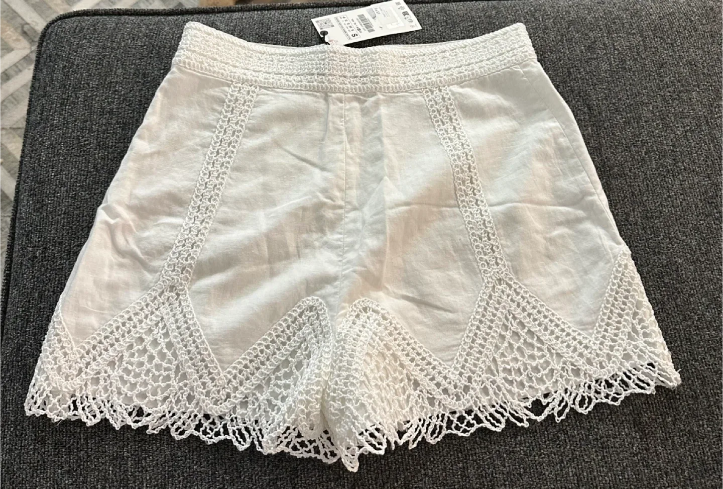 Zara White Crochet Shorts - Size Small image indicator(3)