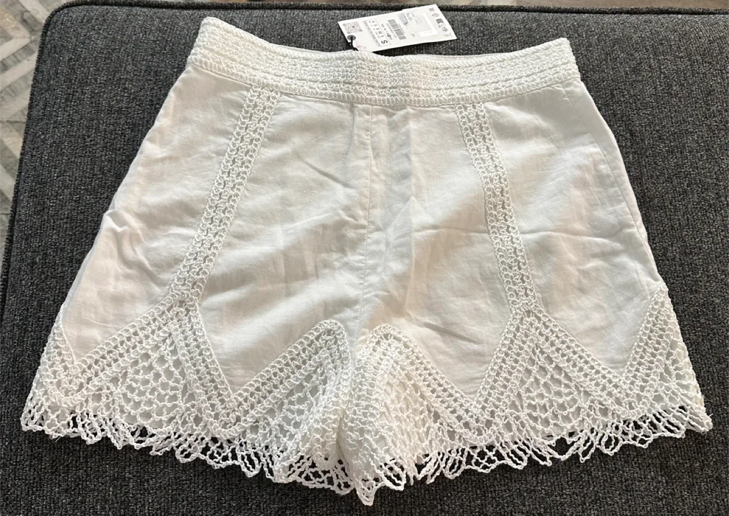 Zara White Crochet Shorts - Size Small image indicator(2)
