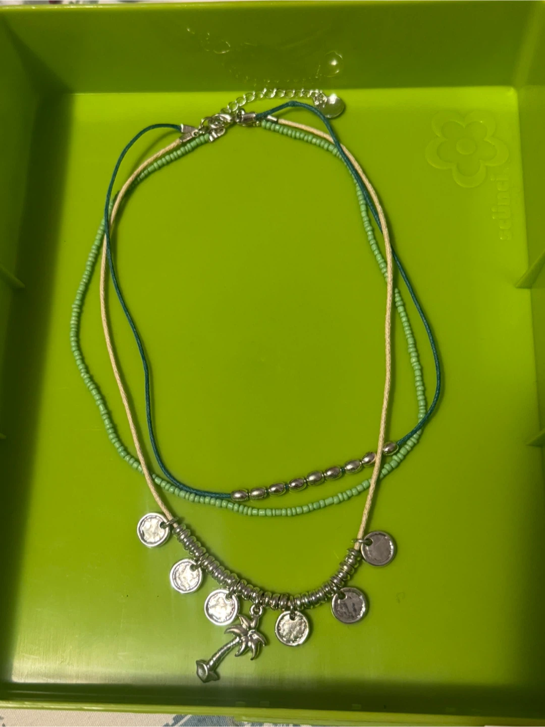Layered Necklace with Palm Tree Charm