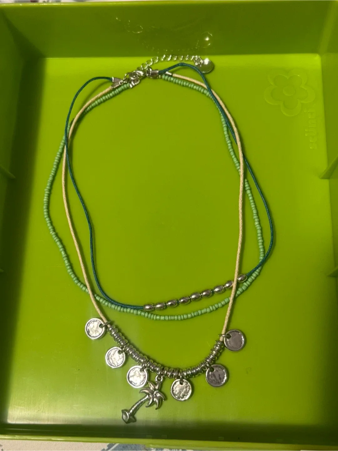Layered Necklace with Palm Tree Charm thumbnail