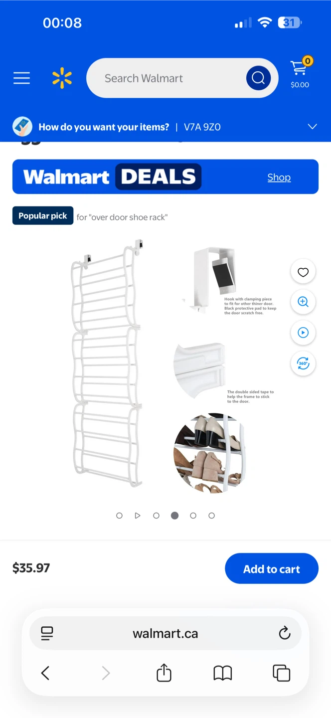 Over-the-Door Shoe Rack - White