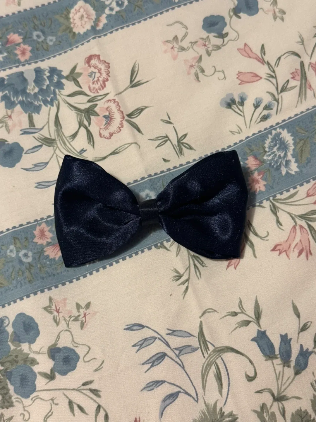Navy Satin Bow Hair Clip thumbnail