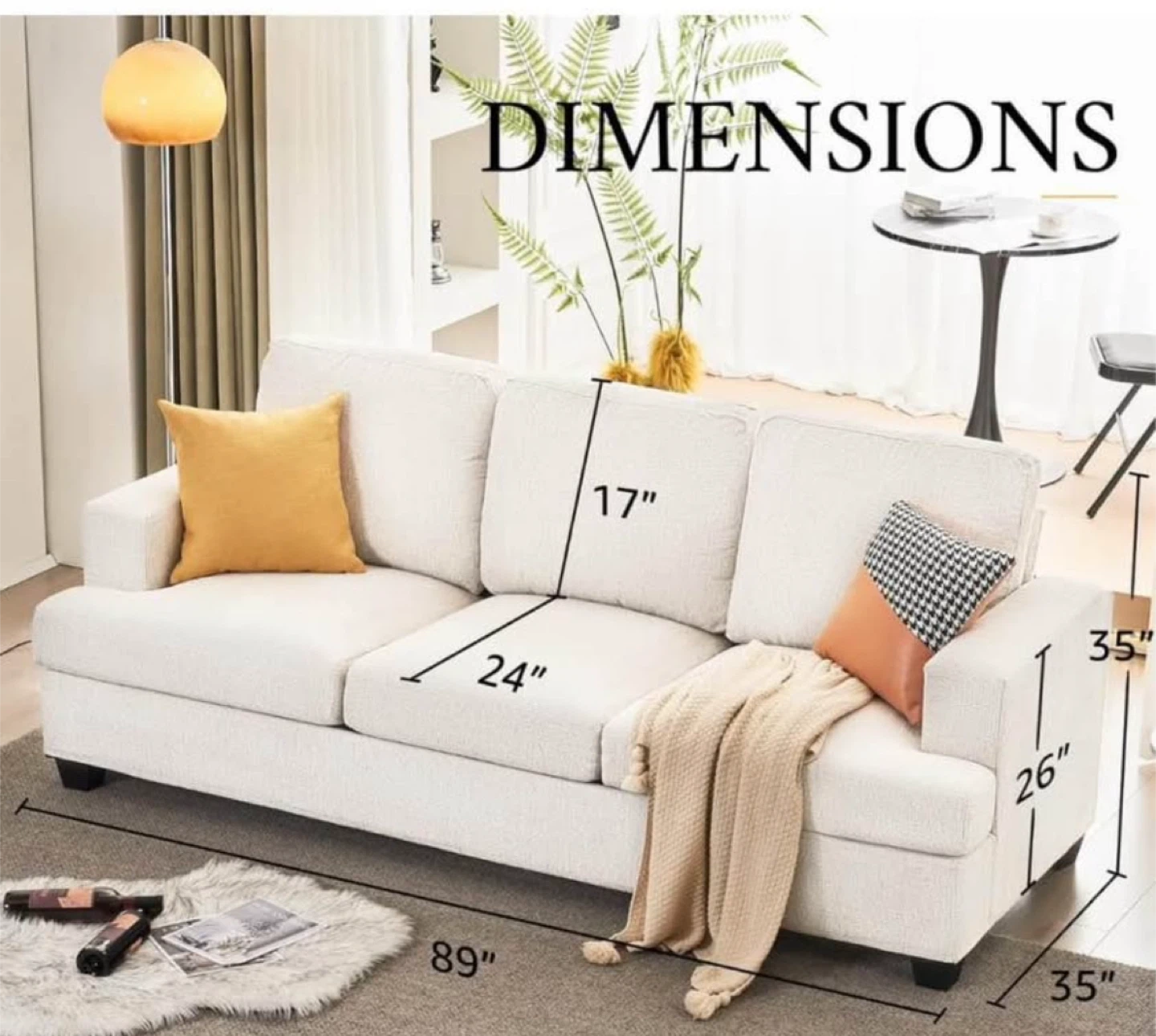 White Boucle 3-Seater Sofa - photo 3