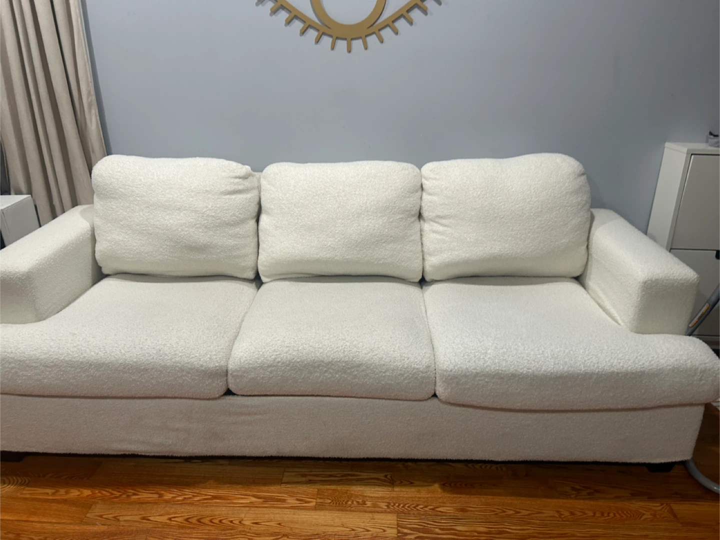 White Boucle 3-Seater Sofa - photo 5