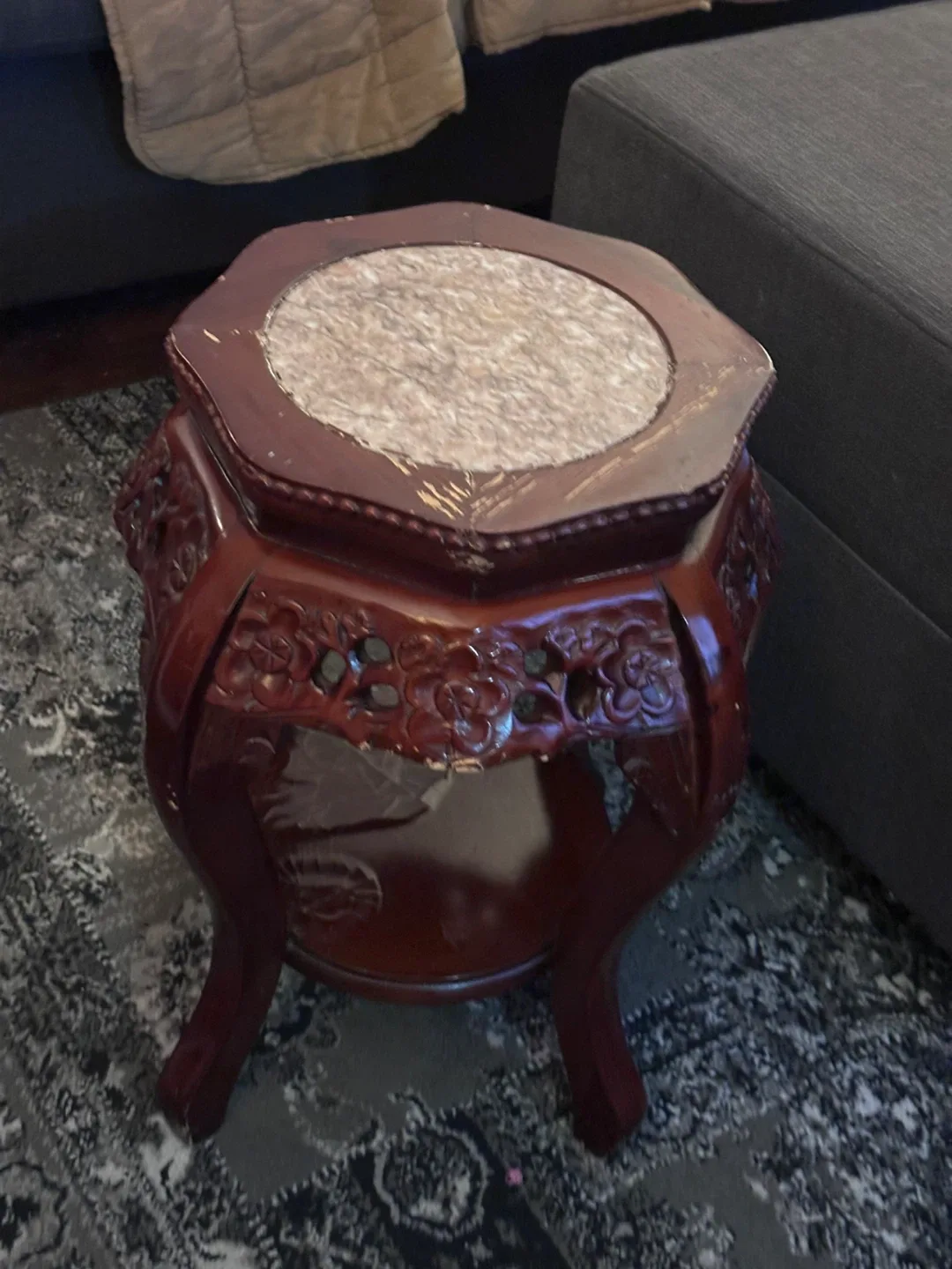 Ornate Carved Wood Accent Table image indicator(2)