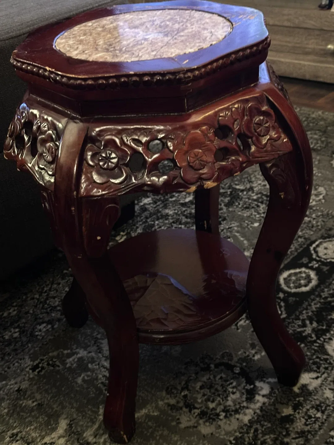Ornate Carved Wood Accent Table image indicator(5)