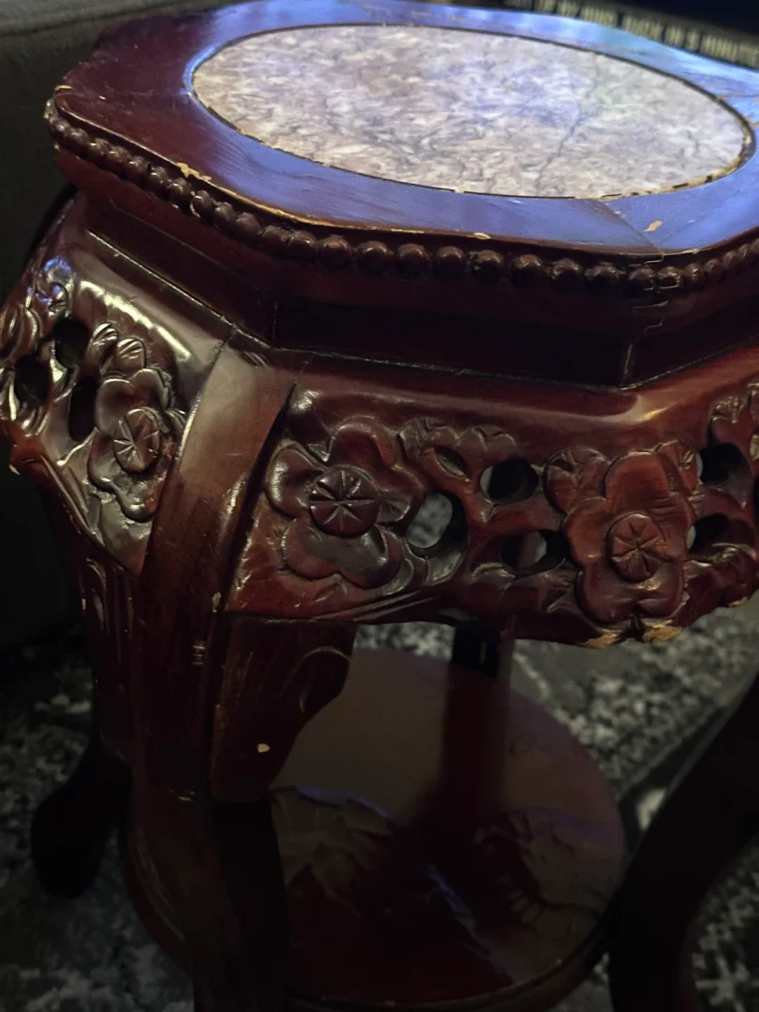 Ornate Carved Wood Accent Table image indicator(7)