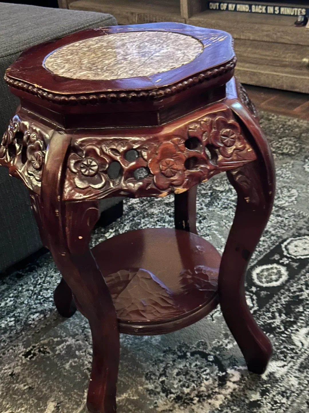 Ornate Carved Wood Accent Table image indicator(4)