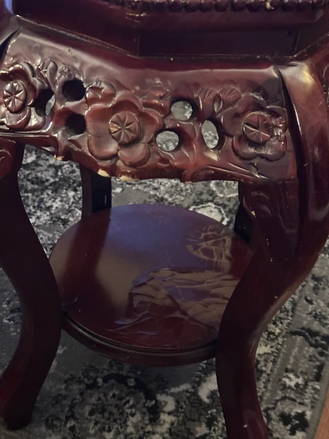 Ornate Carved Wood Accent Table image indicator(6)