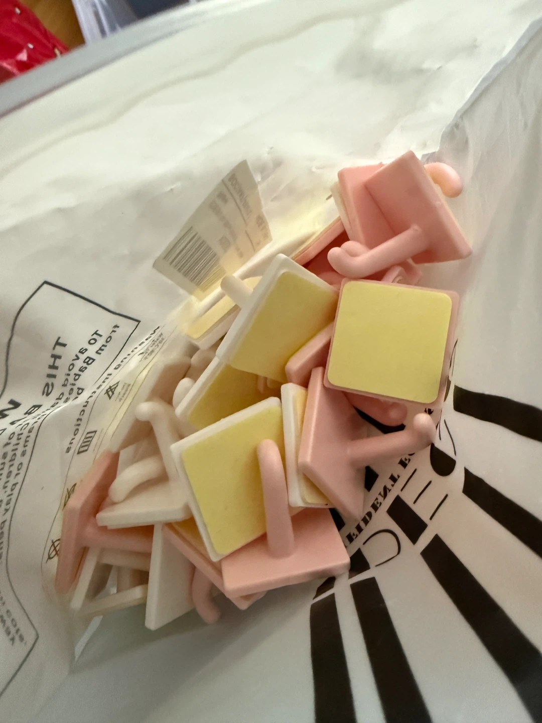 Adhesive Wall Hooks - Pink & White