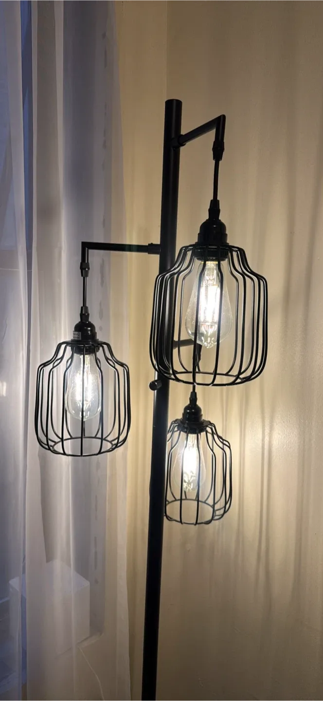 Modern Black Cage Style Floor Lamp image indicator(2)