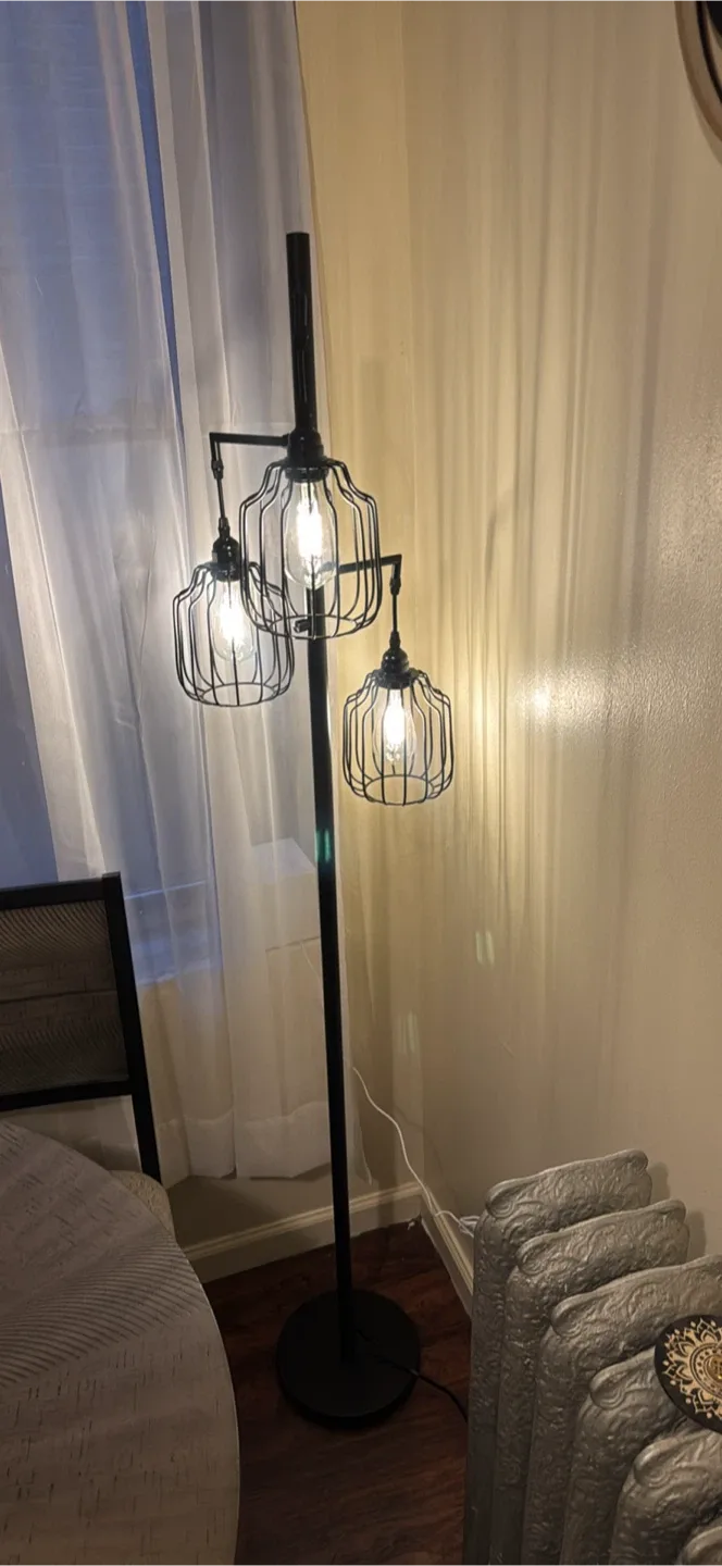 Modern Black Cage Style Floor Lamp image indicator(3)