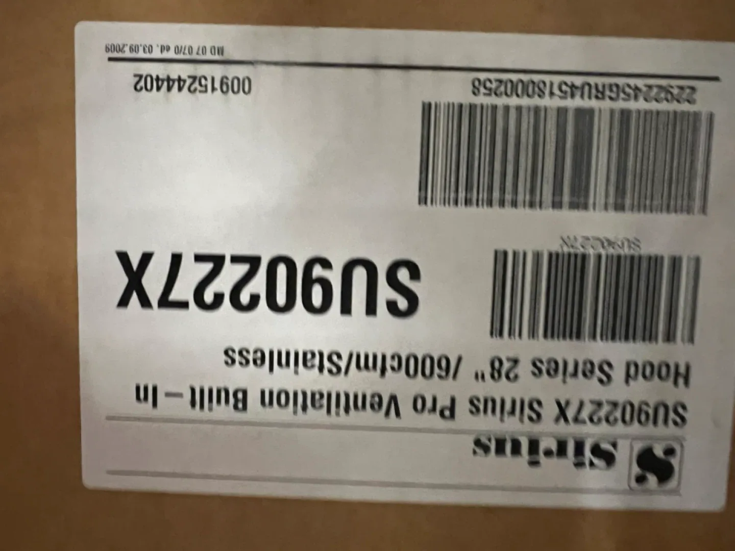 Sirius SU90227X 28" Pro Ventilation Hood - Stainless Steel image indicator(3)