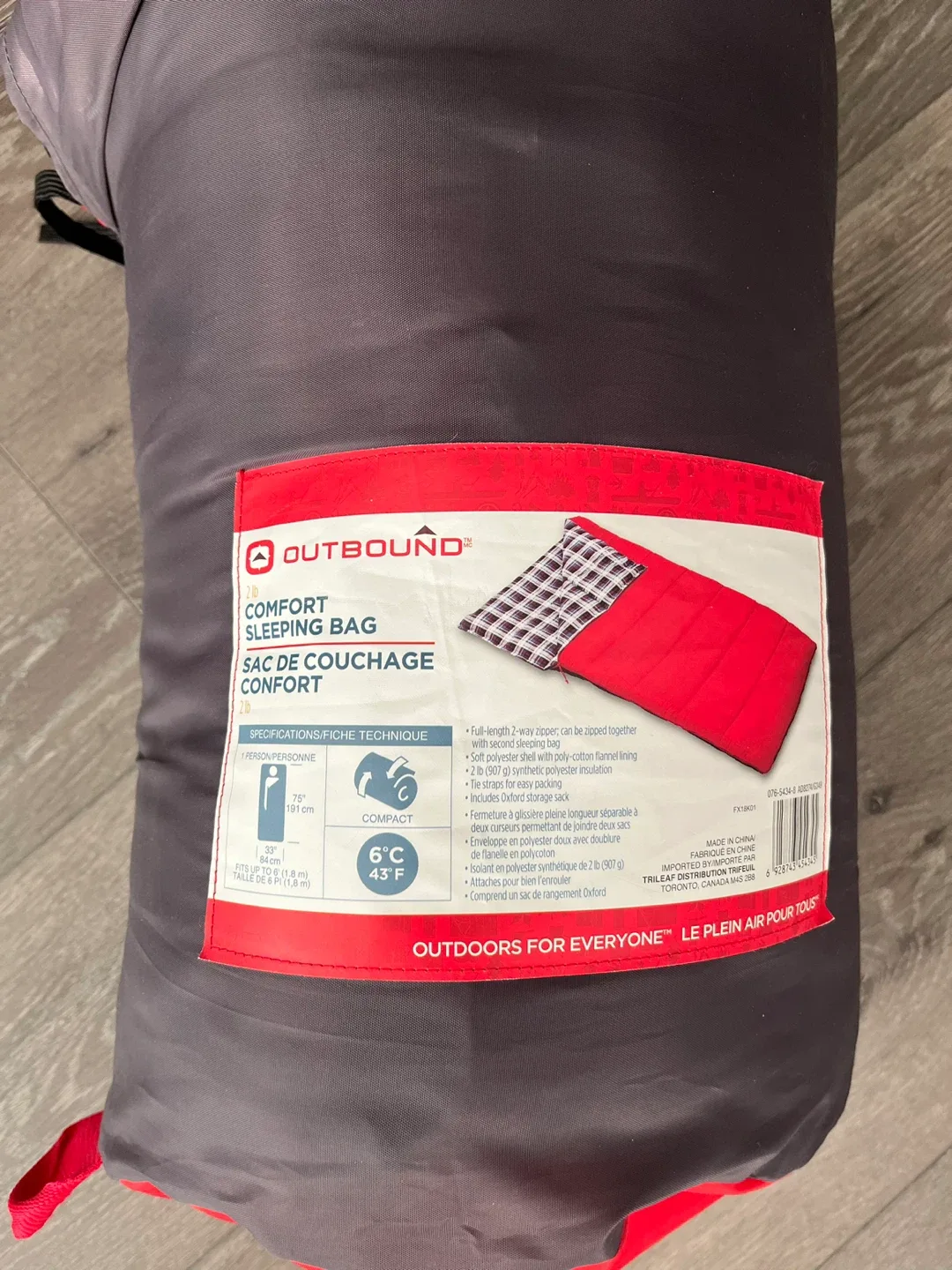 Outbound Comfort Sleeping Bag - Red/Plaid thumbnail