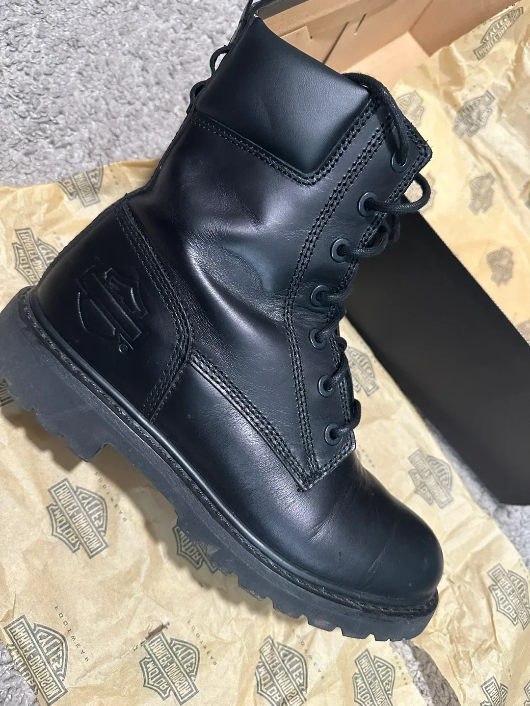 Harley Davidson D93708 Beason 7" Lace Black Boots - Size 8 image indicator(2)