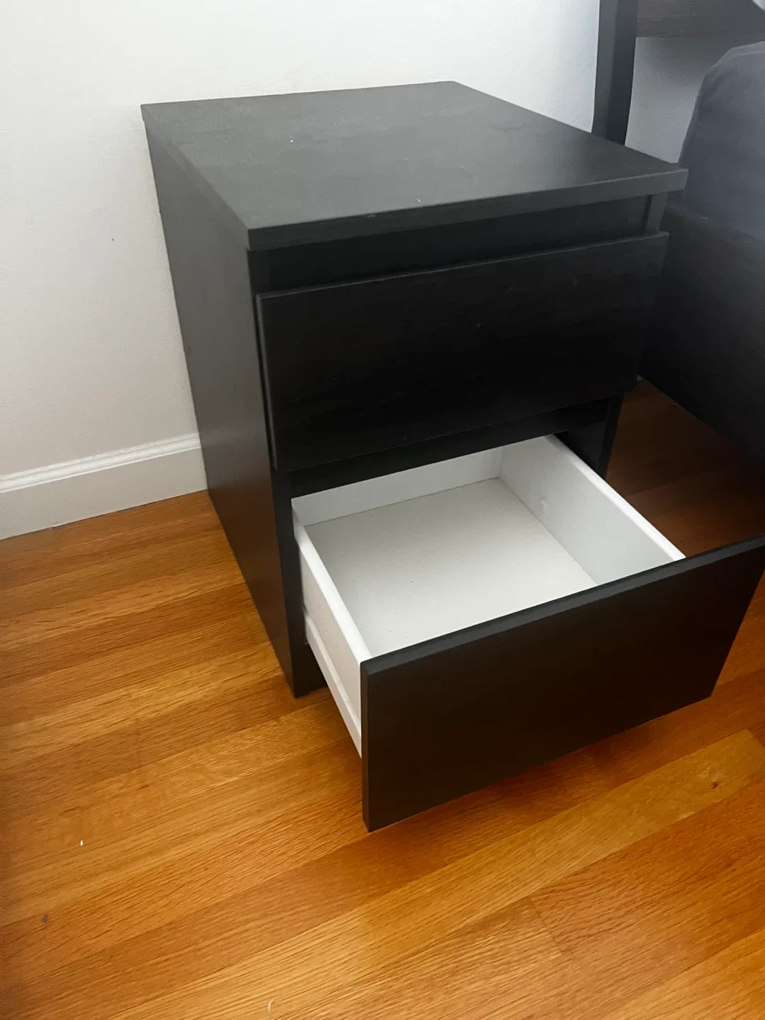 IKEA Black Malm 2-Drawer Nightstand thumbnail