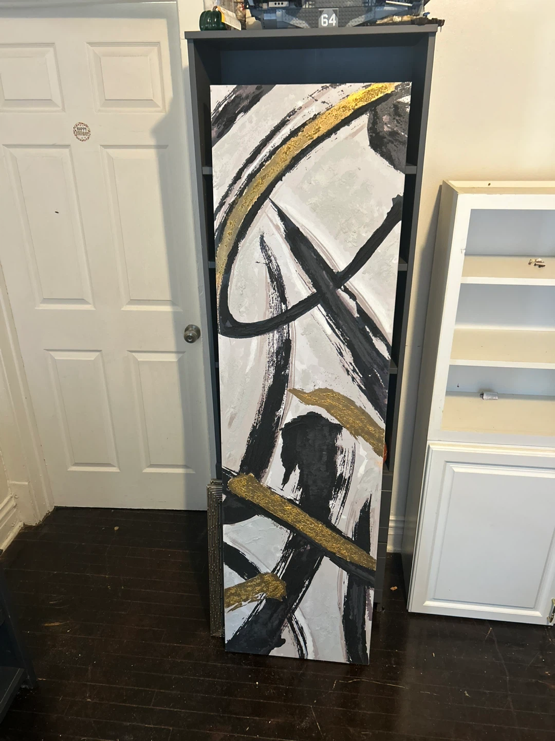 Abstract Black, White & Gold Wall Art - 72x20 inches - photo 2