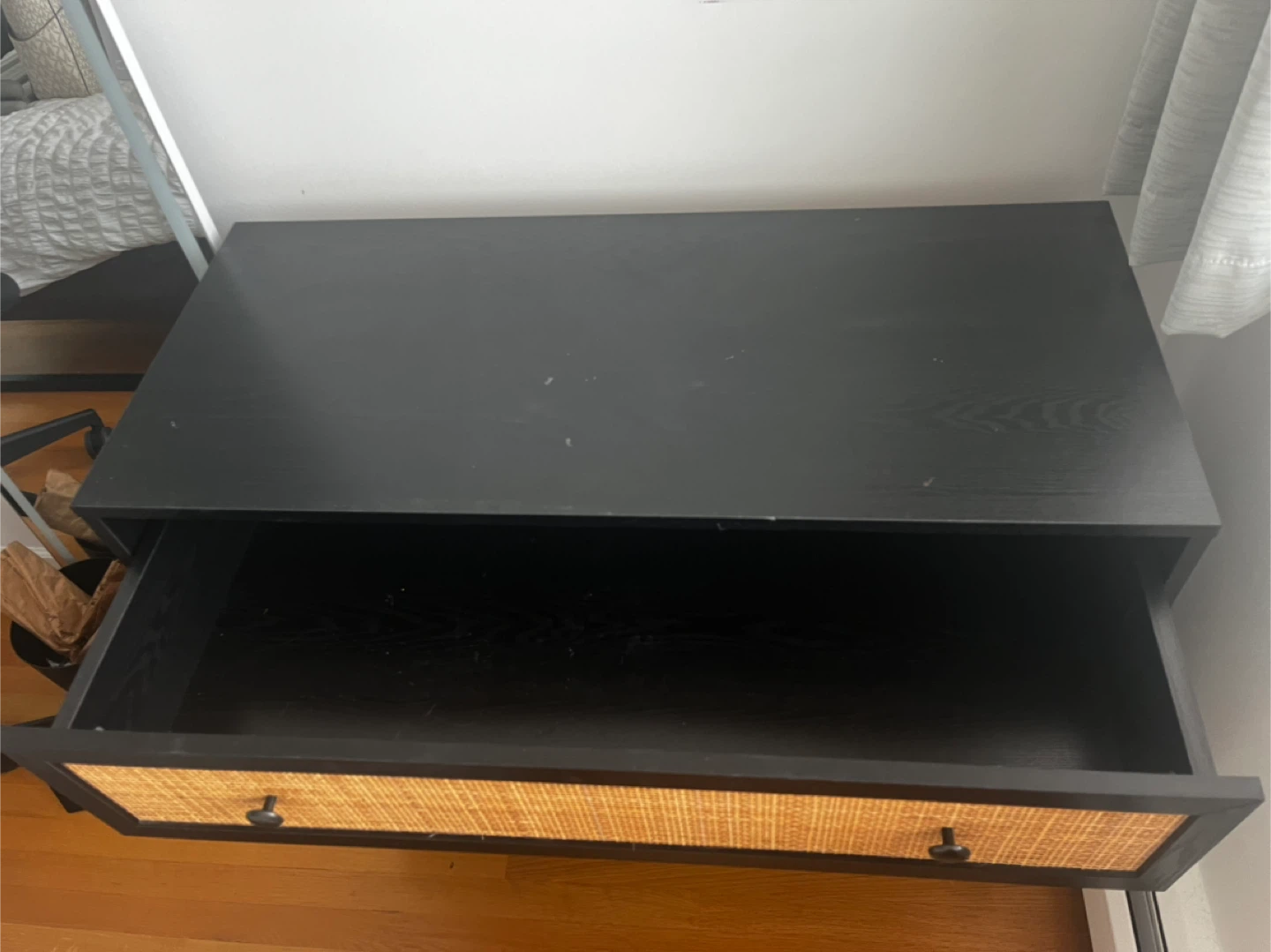 Black Rattan 3-Drawer Dresser (35"x20"x31") - photo 2