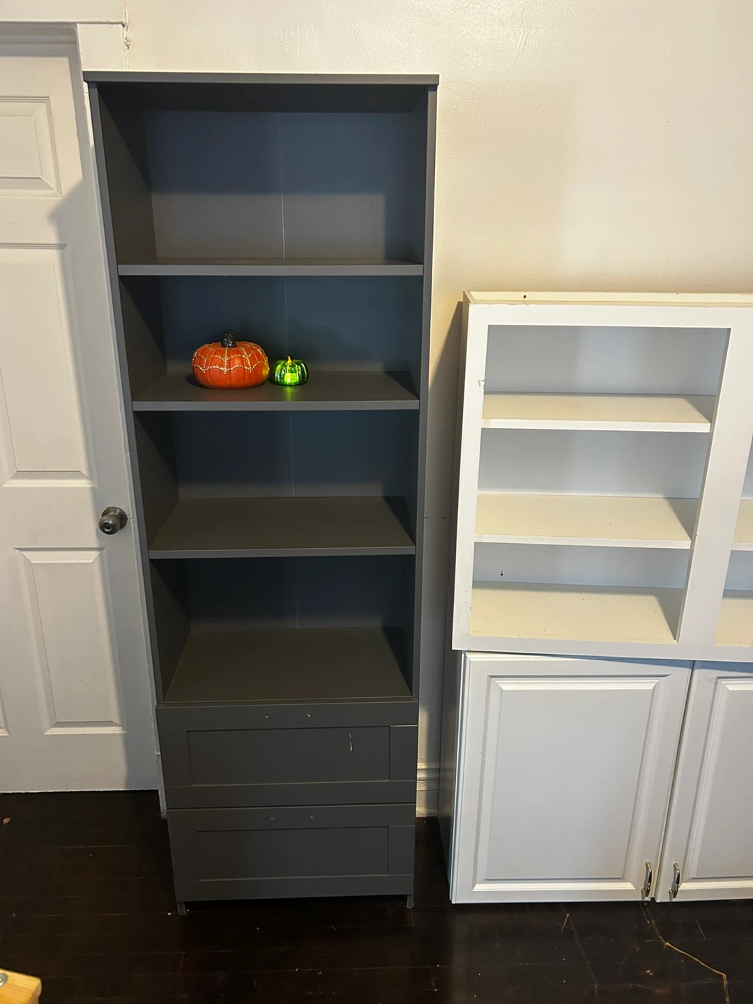 Gray Bookshelf with Drawer - 72" Tall