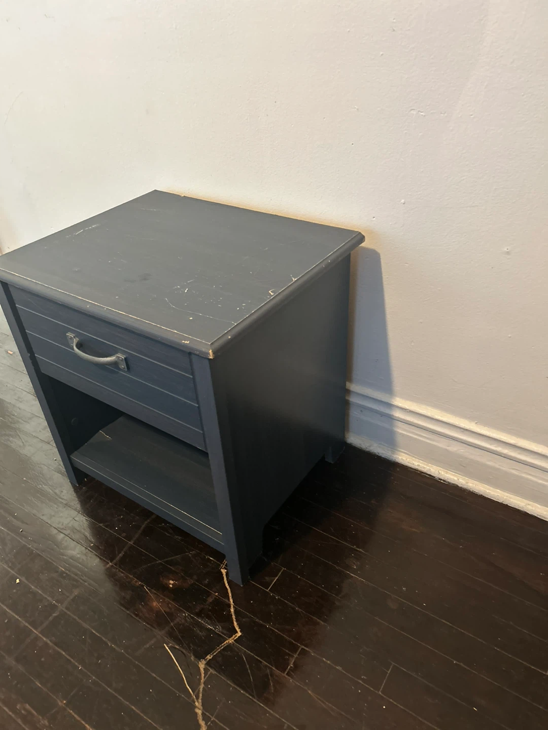 Blue Nightstand with Drawer - photo 3