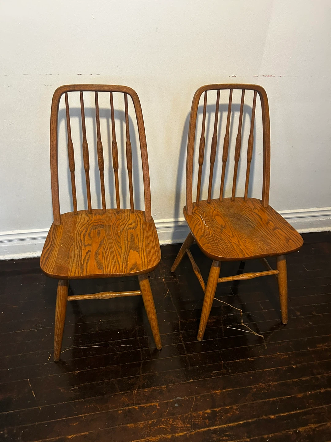 Wooden Spindle Back Dining Chairs - Set of 2