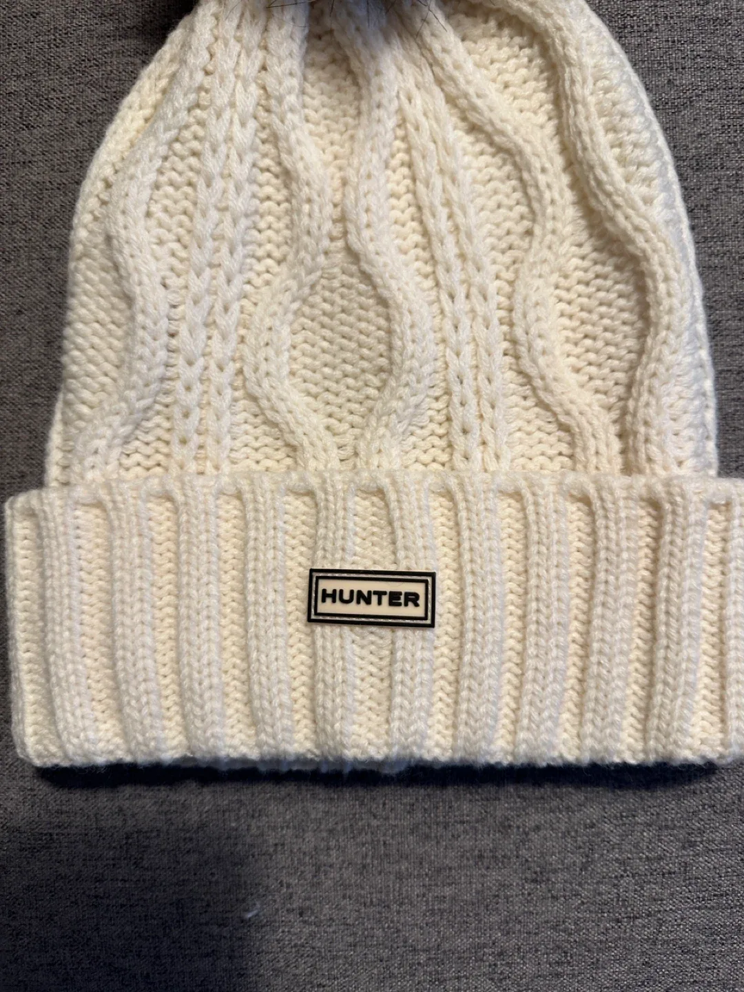 Hunter Cream Knit Beanie with Pom Pom image indicator(3)