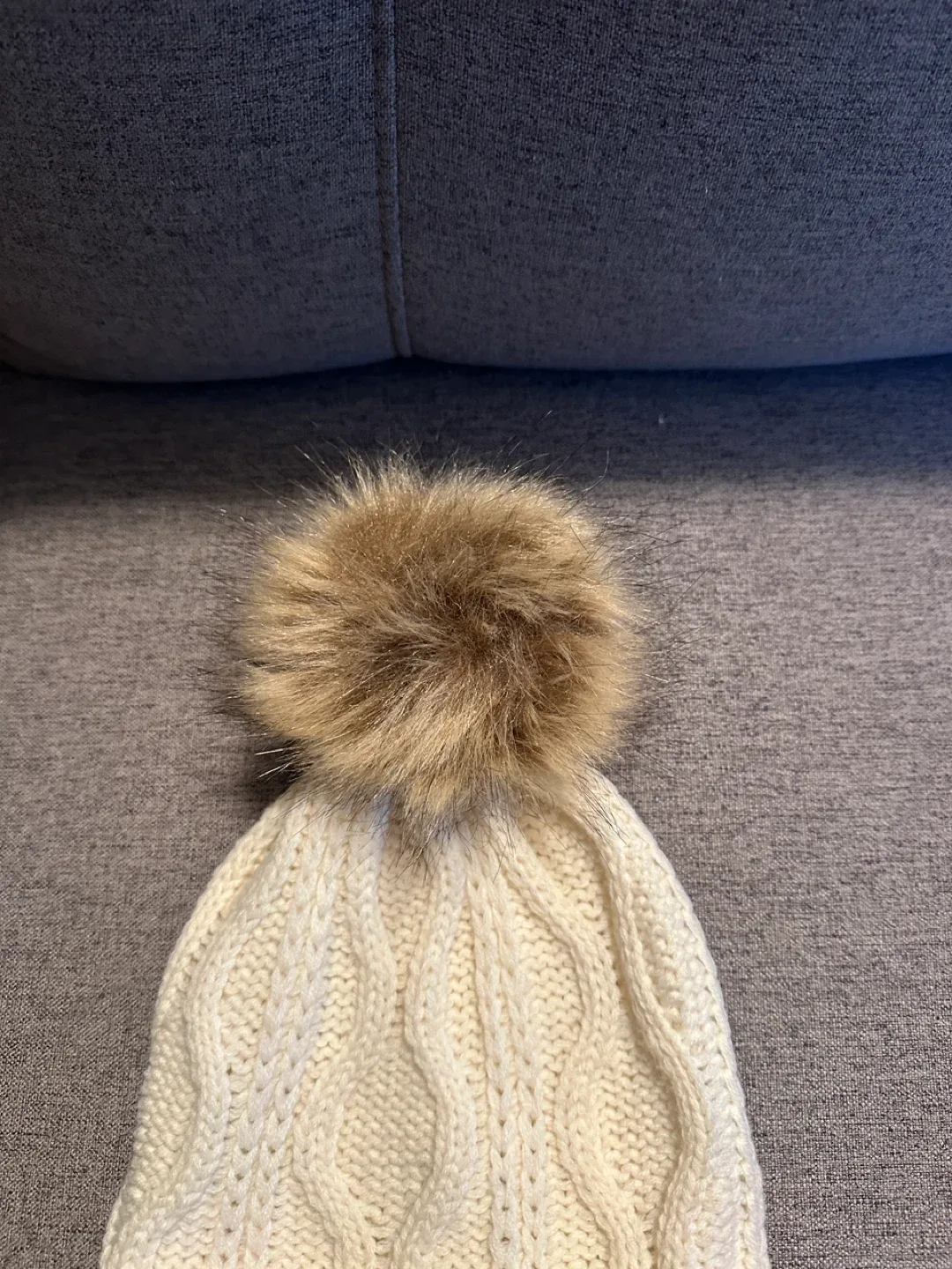 Hunter Cream Knit Beanie with Pom Pom image indicator(2)