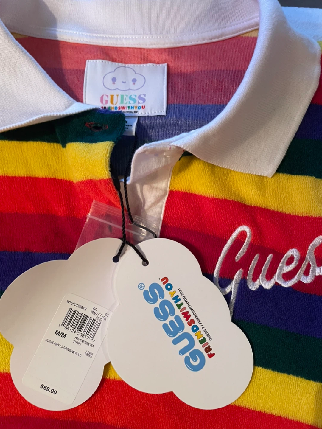Guess x FriendsWithYou Rainbow Terry Polo & Shorts Set - M - photo 2